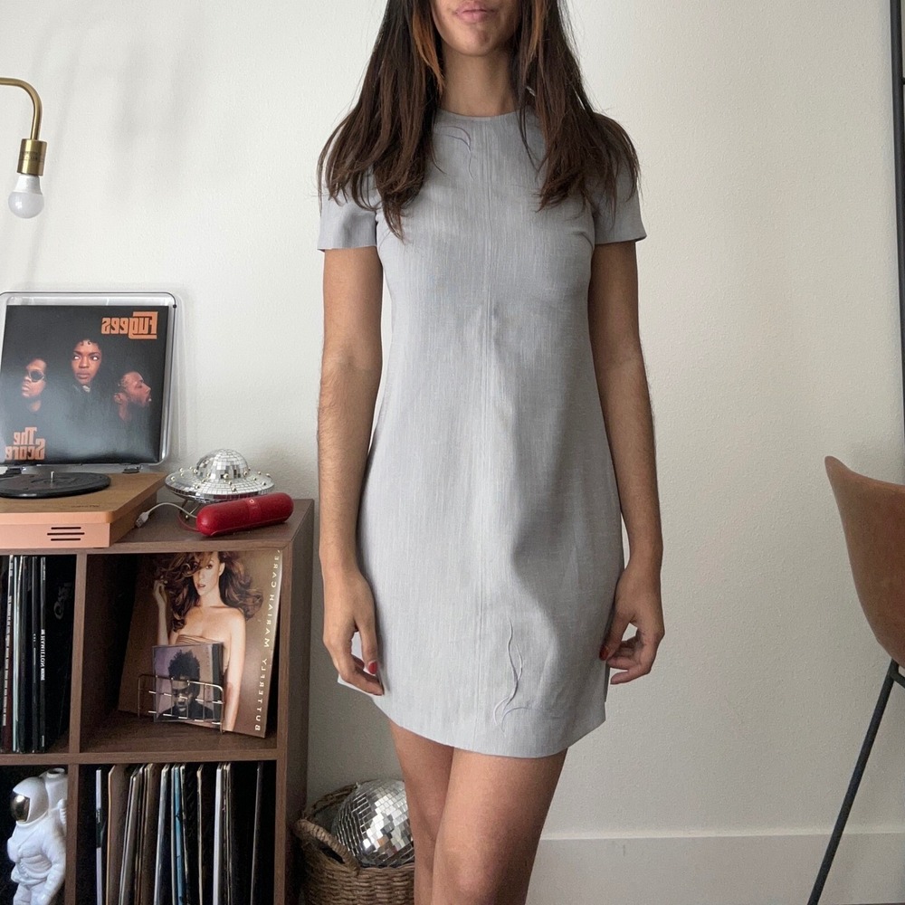 Glamour‎ Dress Mini Short Sleeve Sheath Casual Workwear Gray Dress M